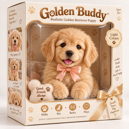🎁🐶 HOT SALE 49% OFF – Lifelike Golden Retriever Puppy | The Cutest Christmas Gift ✨🎄